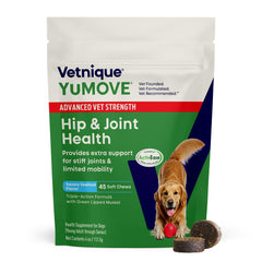 YuMOVE Advanced Vet Strength chews packaging shown for easy daily dosing to support joints.