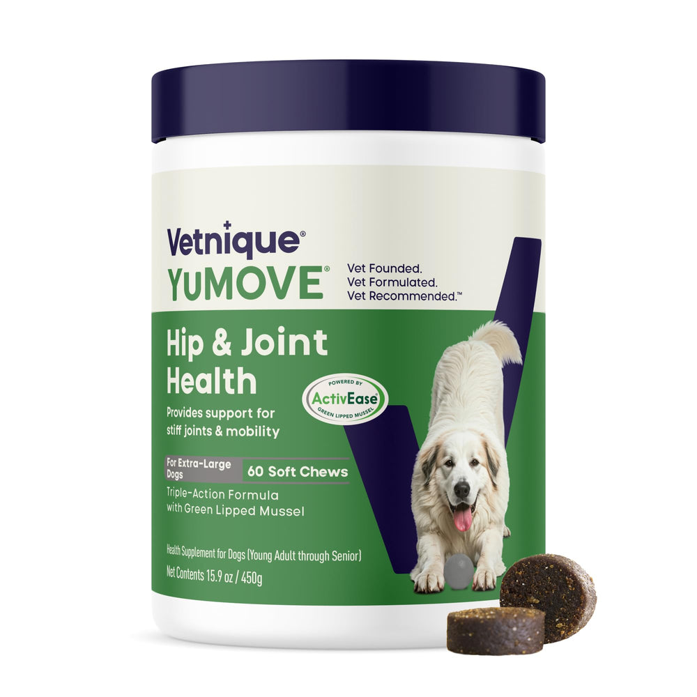 YuMOVE Large Breed hip and joint soft chews bottle for easy daily dosing.