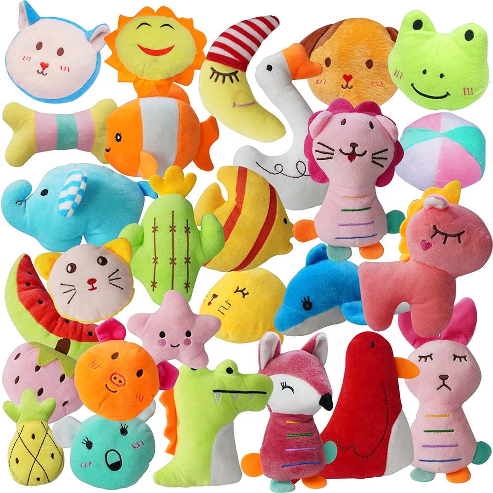 YUNKINGDOM 27-pack puppy squeaky toys with assorted designs for interactive play and enrichment.