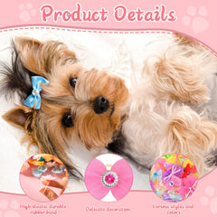 Close-up rhinestones and pearls on Yunsailing bows for small dogs