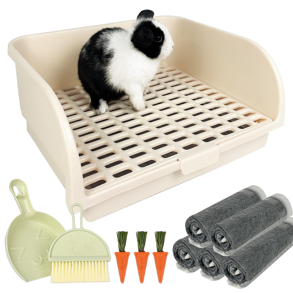 Yuoaes Rabbit Litter Box with grate for easy mess separation and quick cleanups.