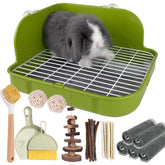 Yuoaes rabbit litter box in a cage, corner-friendly setup.