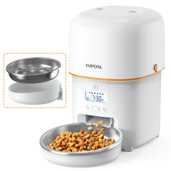 Yuposl automatic cat feeder front view showing compact design and easy setup.