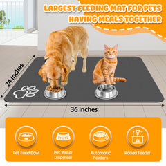 Yuzshin dog water mat anti-slip backing prevents bowls from sliding.