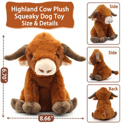 YZHDUXIU Highland Cow toy with squeaker for interactive games.