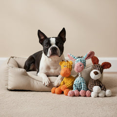Zagrine dog plush toy with squeaker for entertaining chewers and redirecting boredom.