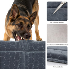ZAKAPAWS chew-proof dog mat highlights an indestructible design for aggressive chewers.