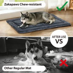ZAKAPAWS chew-proof dog mat offers a soft velvet surface for cozy naps.