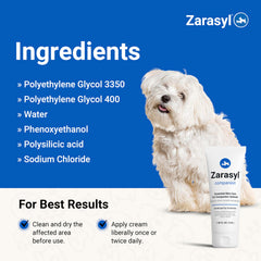 Zarasyl Companion Barrier Cream label close-up with product ingredients.