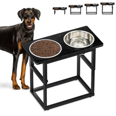 Zarler elevated bowls at 8.2 in height support comfortable feeding posture.