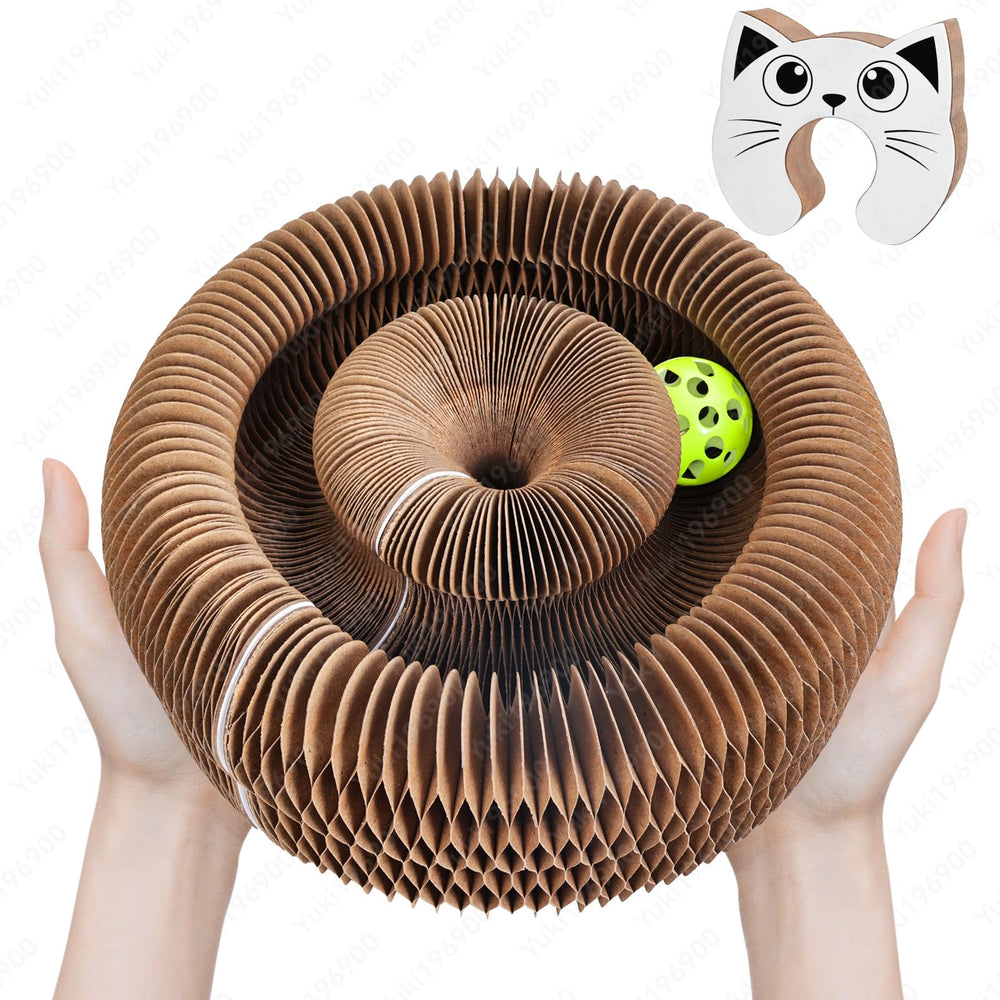 ZAULEY Kitty Curls magic organ scratcher pad engages indoor cats and reduces boredom.