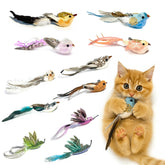 ZAYLUMO bird toy refill with colorful feathers sparks feline hunting instincts.