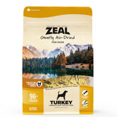 ZEAL Canada Air-Dried Turkey for Dogs with a bowl showing lean protein for active dogs