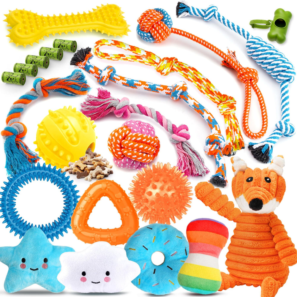 Zeaxuie 23-pack puppy toys rope close-up for durable chewing play
