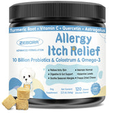 ZEBORA dog allergy relief chews bottle: convenient daily support for skin and immune health.