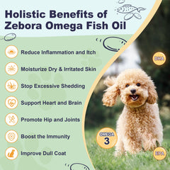ZEBORA omega-3 dogs microencapsulated-powder-dry-form convenient, odor-reduced powder for simple mixing.
