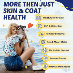 ZEBORA Omega-3 dog itching relief shows calm skin support for allergy-prone pets.