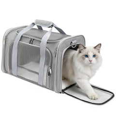 Zedkeys soft cat carrier shown with breathable mesh for ventilation and visibility
