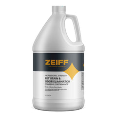 Zeiff Pet Stain and Odor Remover bottle ready for fast odor control on carpets.