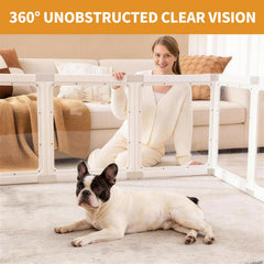 Zendova acrylic dog playpen clear panel close-up highlights smooth edges protecting curious paws.