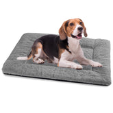 ZENGAOOU dog crate pad with plush surface for comfortable crate naps.