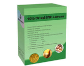 ZenithWorks dried BSF larvae packaging box showing a natural, protein-rich poultry snack.