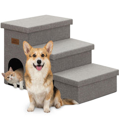 Zerbuger Dog Stairs 18-inch gray design helps pets reach beds safely.
