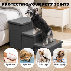 Zerbuger Dog Stairs Storage dimensions highlight deep steps and wide surface area.