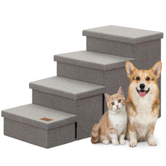 Zerbuger storage stairs front view emphasizes stability and wide steps for easy pet access.