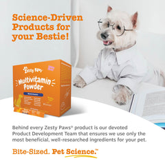Measuring scoop included with Zesty Paws 10-in-1 for daily dosing