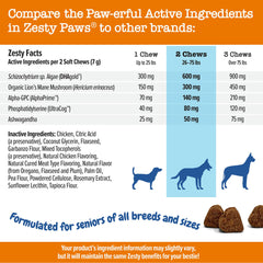 Zesty Paws Advanced Cognition Soft Chews DHA Gold boosts omega-3 intake for brain support