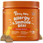 Zesty Paws Allergy Immune Bites chew texture highlighting gut and immune support