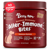 Zesty Paws Ancient Elements allergy bites close-up showing a bison chew and immune support.