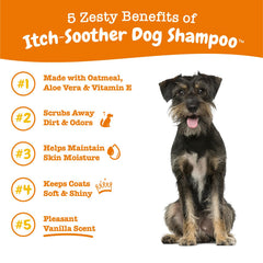 Zesty Paws Anti-Itch Shampoo foamy lather demonstrates easy cleansing and gentleness during bath