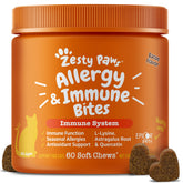 Zesty Paws Cat Allergy Relief bacon-flavored soft chew for daily immune support.