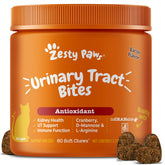 Zesty Paws Cranberry Urinary Bites cat bottle: convenient daily urinary health support.