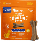 Zesty Paws Dental Bones packaging highlights cinnamon flavor for fresh breath support.