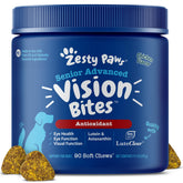 Zesty Paws Eye Supplement bottle showing chews for dog eye health
