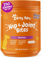 Zesty Paws hip and joint chews bottle for daily mobility support