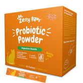 Zesty Paws Probiotics for Cats bottle front promoting digestive health.