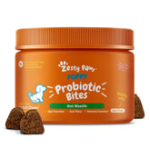 Zesty Paws Puppy Probiotics bottle close-up for convenient daily use.
