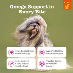 Zesty Paws Salmon Oil pour shows easy serving for daily nutrition.