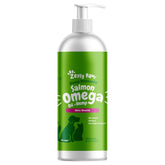 Zesty Paws Salmon Omega Oil hemp bottle supports pet skin moisture.