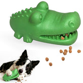 ZhoJee treat-dispensing dog toy with alligator design for interactive play.