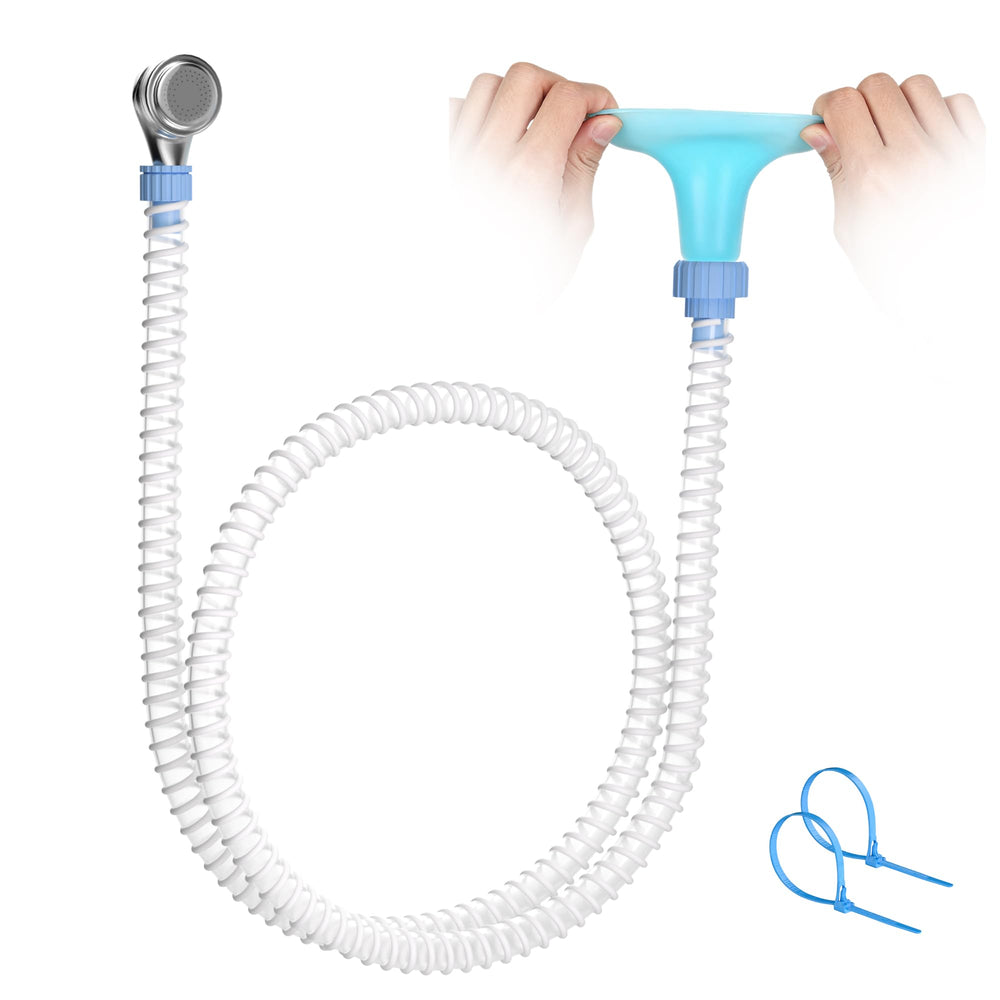 Zhongpu Reach slip-on sprayer attached to faucet with 6ft hose for pet bathing.