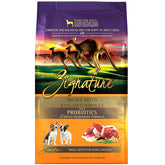 Zignature Kangaroo Small Bites kibble close-up showing lean kangaroo protein for small dogs.