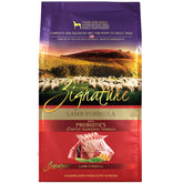 Zignature Lamb Formula dry dog food 25lb bag showcasing balanced adult nutrition.
