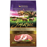 Zignature Pork Limited Ingredient Formula package shows premium, simple nutrition for sensitive dogs
