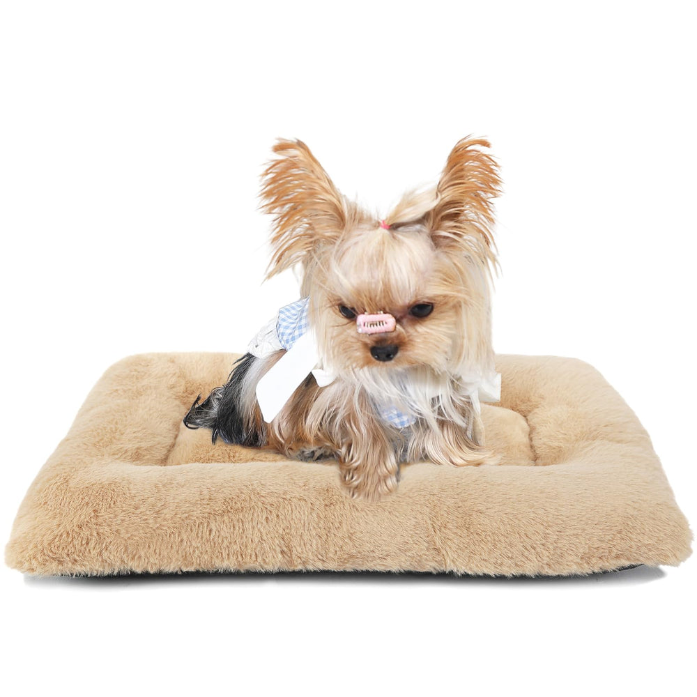 Zihapgpzp dog crate bed 18x12 closeup fabric shows plush comfort for small dogs