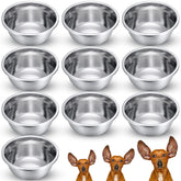 Ziliny 10-piece metal dog bowls set close-up shows durable rust-resistant design for long-lasting feeding.